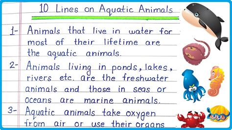 10 Lines Essay On Aquatic Animals In English Aquatic Animals 10