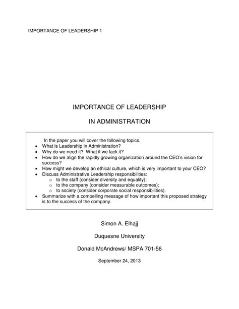 Knowledge (project management institute, 2004). (PDF) IMPORTANCE OF LEADERSHIP IN ADMINISTRATION