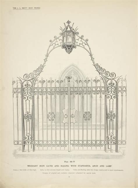 An Old Drawing Of A Wrought Iron Gate