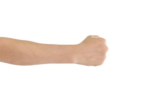 Hand With Fist Gesture Back Side Isolated On White Background Stock