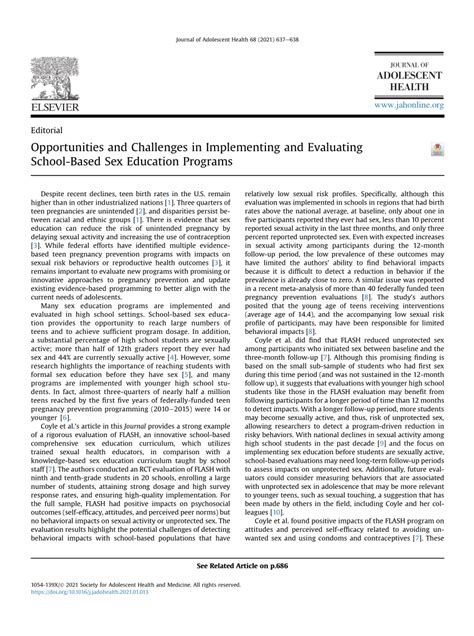 pdf opportunities and challenges in implementing and evaluating school based sex education