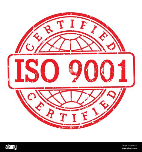 Iso 9001 Certification Stamp Flat Style Simple Design Stock Vector