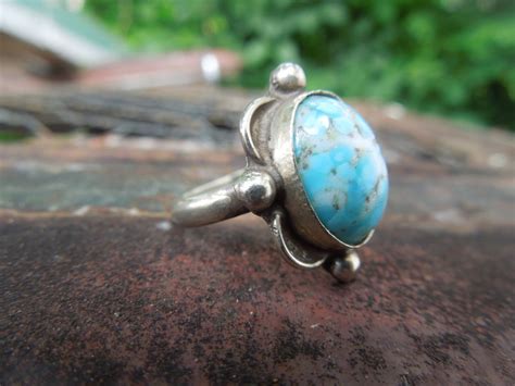 Vintage Sterling Silver Turquoise Ring Mexican Mexico Size 7 Etsy