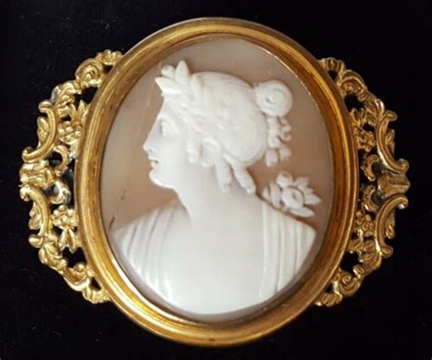 Pinchbeck And Carved Shell Cameo Vintage Victorian Antique Classical