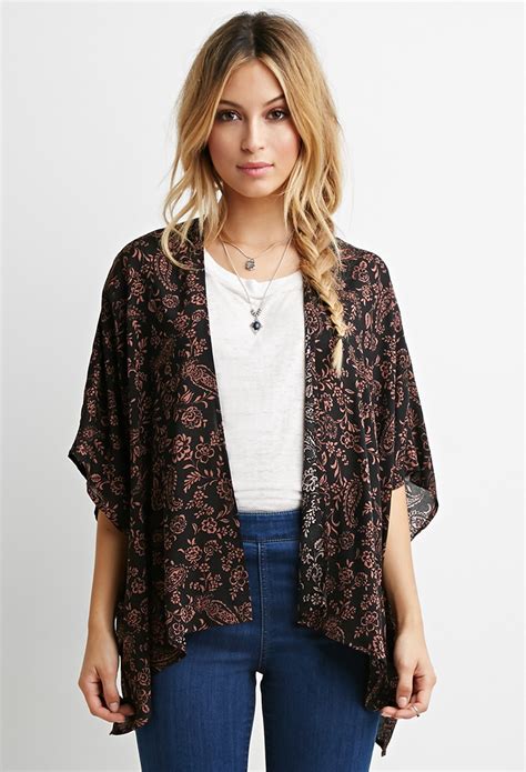 Lyst Forever 21 Paisley Floral Cardigan In Brown