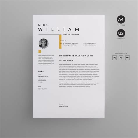 Resumecv Resume Template Professional Letterhead Design Resume Cv