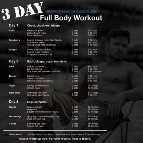 3 Day Per Week Full Body Workout Routine Workoutwalls