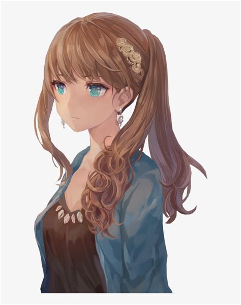 Anime Brown Hair Girl With Blue Eyes