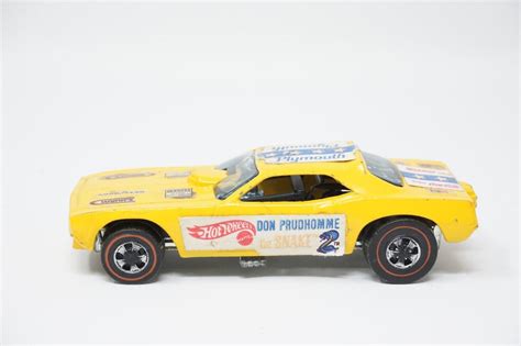 Vintage 1969 Redline Hot Wheels The Snake Don Prudhomme Yellow Usa