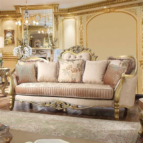 Luxury Champagne Chenille Sofa Set 2 Hd 663 Homey Design