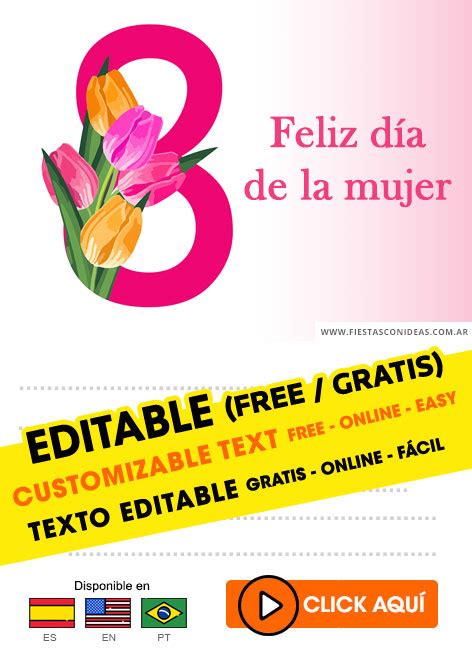 Tarjetas Día De La Mujer 2022 Gratis Con Frases Y Texto Editable Para