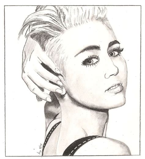 Miley Cyrus Au Crayon Graphite Sur Papier Dessin A Miley Cyrus Crayon