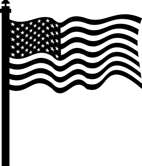 Black And White American Flag Waving Clip Art Library