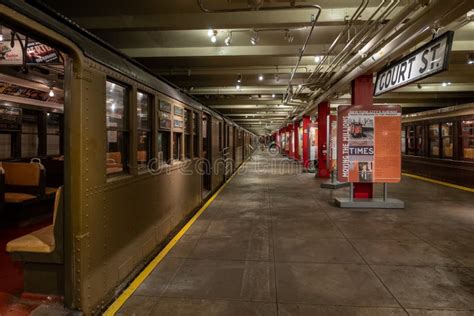 Vintage Subway Train Car In New York Transit Museum Located In Downtown