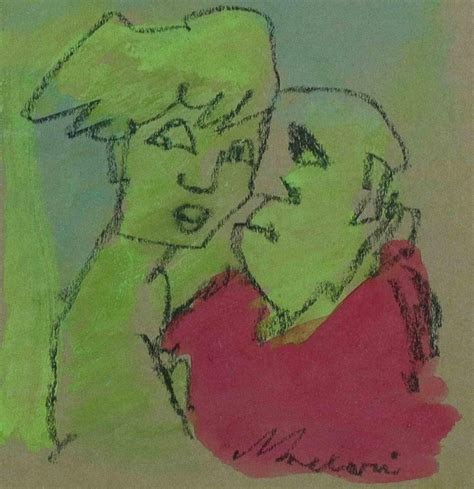 Mino Maccari Figures Original Charcoal And Watercolor By Mino Maccari Mid 20th Century For