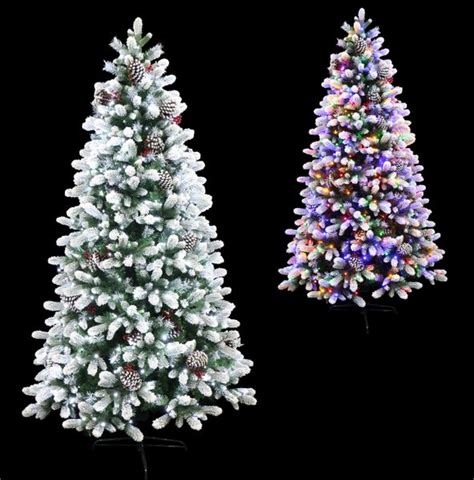 Frosted Winter Spruce Flocked Christmas Tree Pre Lit With