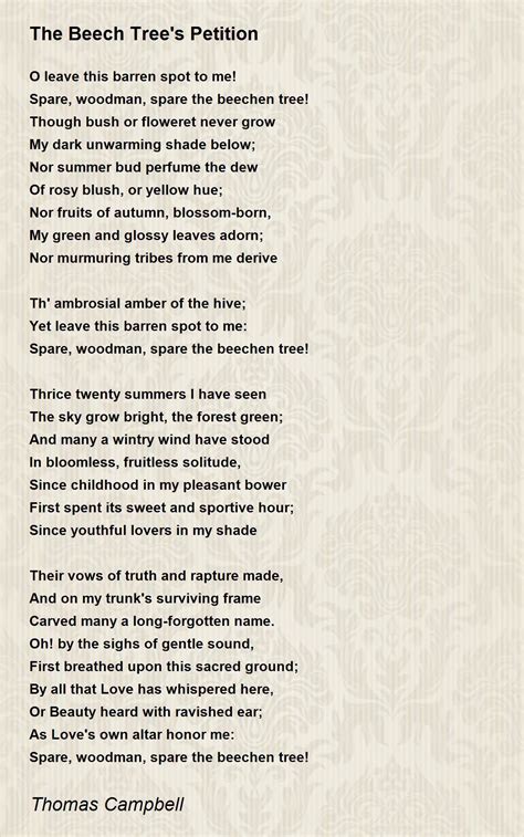 The Beech Trees Petition Poem By Thomas Campbell Poem Hunter