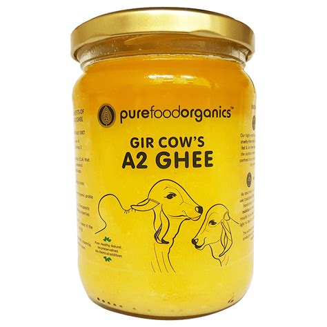 Gir cow ghee from pure a2 milk, bilona ghee, ayurvedic preparation. PureFoodOrganics Gir Cow's A2 Ghee 500ml. - Desi Cows Pure ...