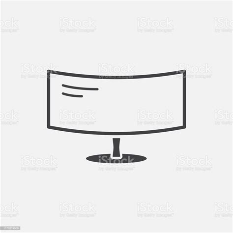 Curved Monitor Glyph Icon Monochrome Style Design Simple Element Black