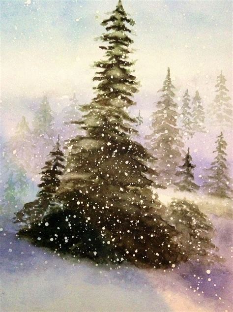 💚 Watercolour Watercolor Trees Winter Watercolor Christmas Watercolor