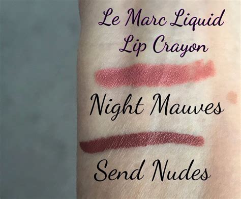 Swatches Of Marc Jacobs Le Marc Liquid Lip Crayons In Night Mauves And Send Nudes Shades