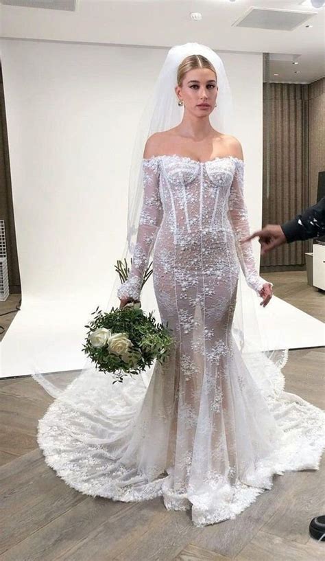 hailey baldwin s wedding dress is designed in a very sexy etsy vietnam famous wedding dresses