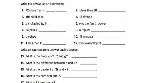 equivalent expressions 5th grade worksheet