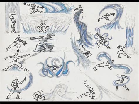 Water Bending Techniques Concept Art Characters Drawings Avatar The
