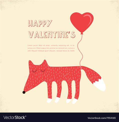 Love Card With A Fox Valentines Day Royalty Free Vector