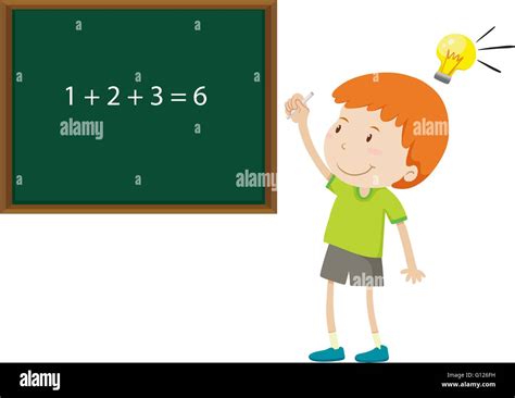 Boy Solving Math Problem Illustration Stock Vector Image And Art Alamy