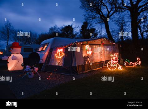 Christmas Lights On A Caravan At The Tavistock Camping And Caravanning