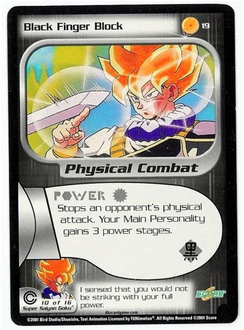The tcgplayer price guide tool shows you the value of a card based on the most reliable pricing information available. -=Chameleon's Den=- Dragon Ball Z CCG Game Card: Black Finger Block