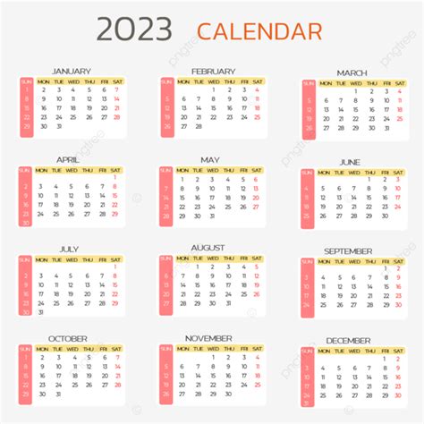Calendário 2023 Calendário Perpétuo Transparente Em Inglês Png 2023