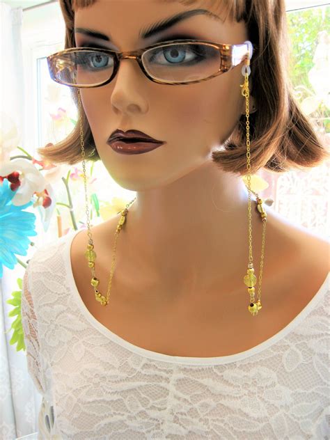 gold beaded eyeglass chain for women glasses chain with gold etsy
