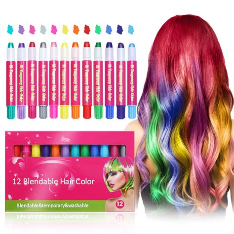 Hair Chalk Set Luckyfine 12 Color Temporary Hair Color Hair Chalk Pens