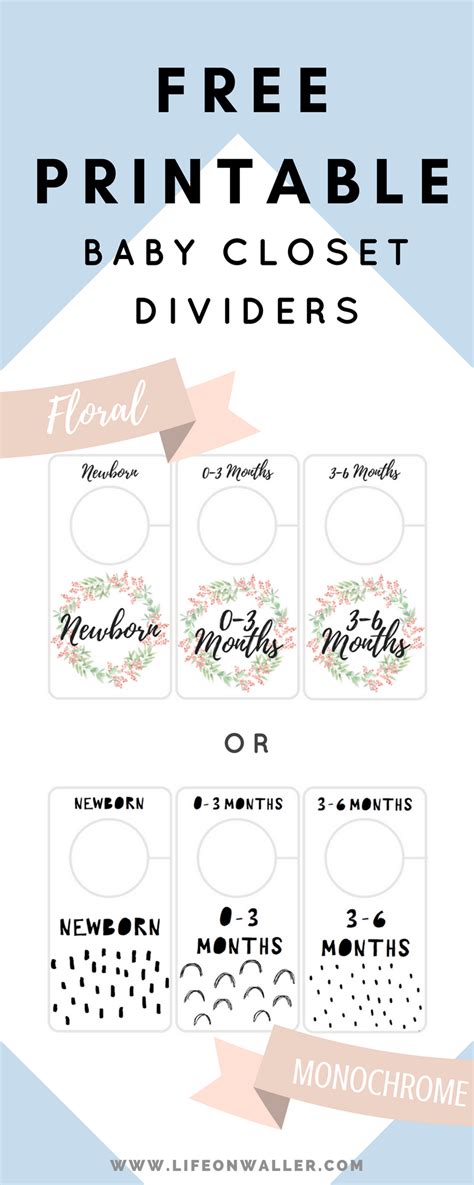 Jun 27, 2018 · if you're in search of diy closet organization ideas on a budget, read on for some foolproof tips that you (and your wallet) will love. Free Printable Baby Closet Dividers Preemie to 24 Months - 2 Styles - Life on Waller