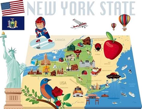 New York State Cartoon Map Available As Framed Prints Photos Wall Art