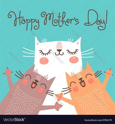 Sweet Card For Mothers Day With Cats Royalty Free Vector
