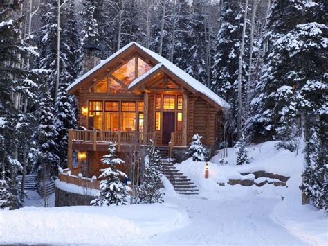 Log Cabin In Snowy Woods Pics Aesthetic