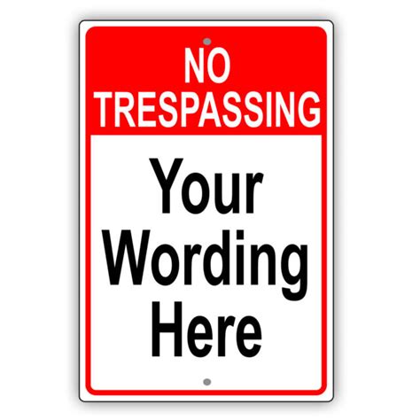 No Trespassing Personalized Text Custom Design Novelty Aluminum Metal