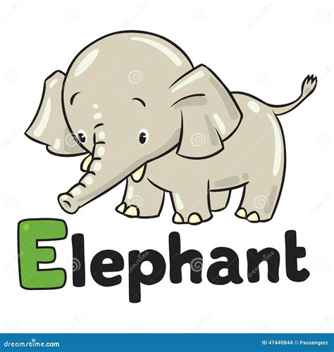 Elefante Ou Jumbo Engraçado Pequeno Alfabeto E Ilustração Do Vetor