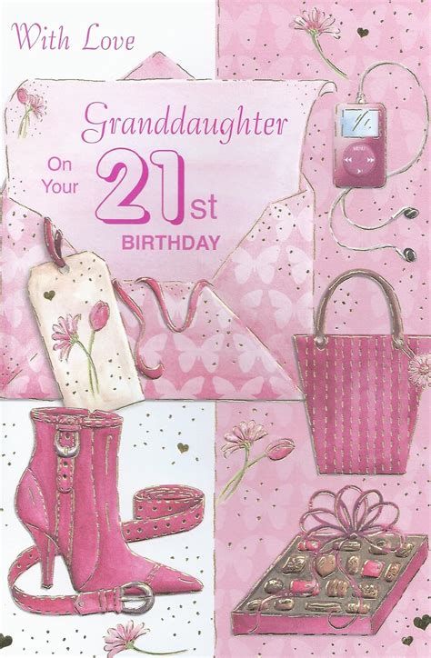 With Love Granddaughter On Your 21st Birthday Card Uk