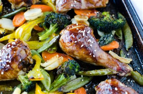Line a large sheet pan with parchment paper or foil coated with cooking spray and set aside. Teriyaki Chicken Sheet Pan Dinner - Family Fresh Meals