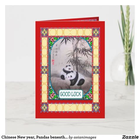 A Card With An Image Of A Panda Bear And The Words Good Luck On It