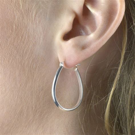 Sterling Silver Contemporary Oval Hoop Earrings By The London Earring