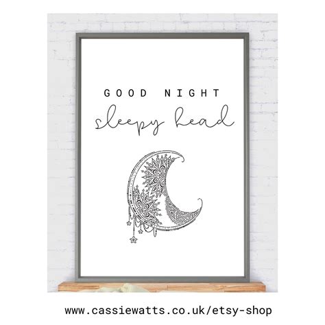 Good Night Sleepy Head Print Bedroom Digital Download Etsy