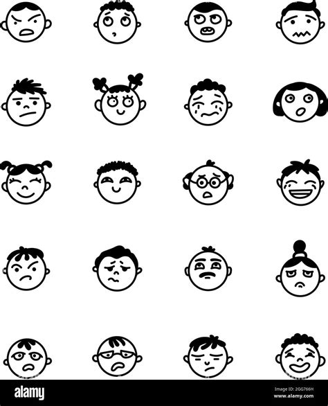 Different Facial Expressions On People Icon Illustration Vector On