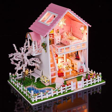 Diy Wooden Handcraft Dolls House Dollhouse Miniature Funiture Kit 12