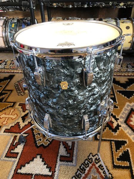 Ludwig 14x14 Black Diamond Pearl Ks Badge Floor Tom Drums Percussion