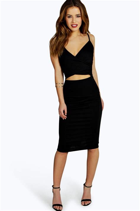 Petite Emily Cross Front Bodycon Dress At